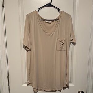 Women's Beige Zenana V-Neck Top